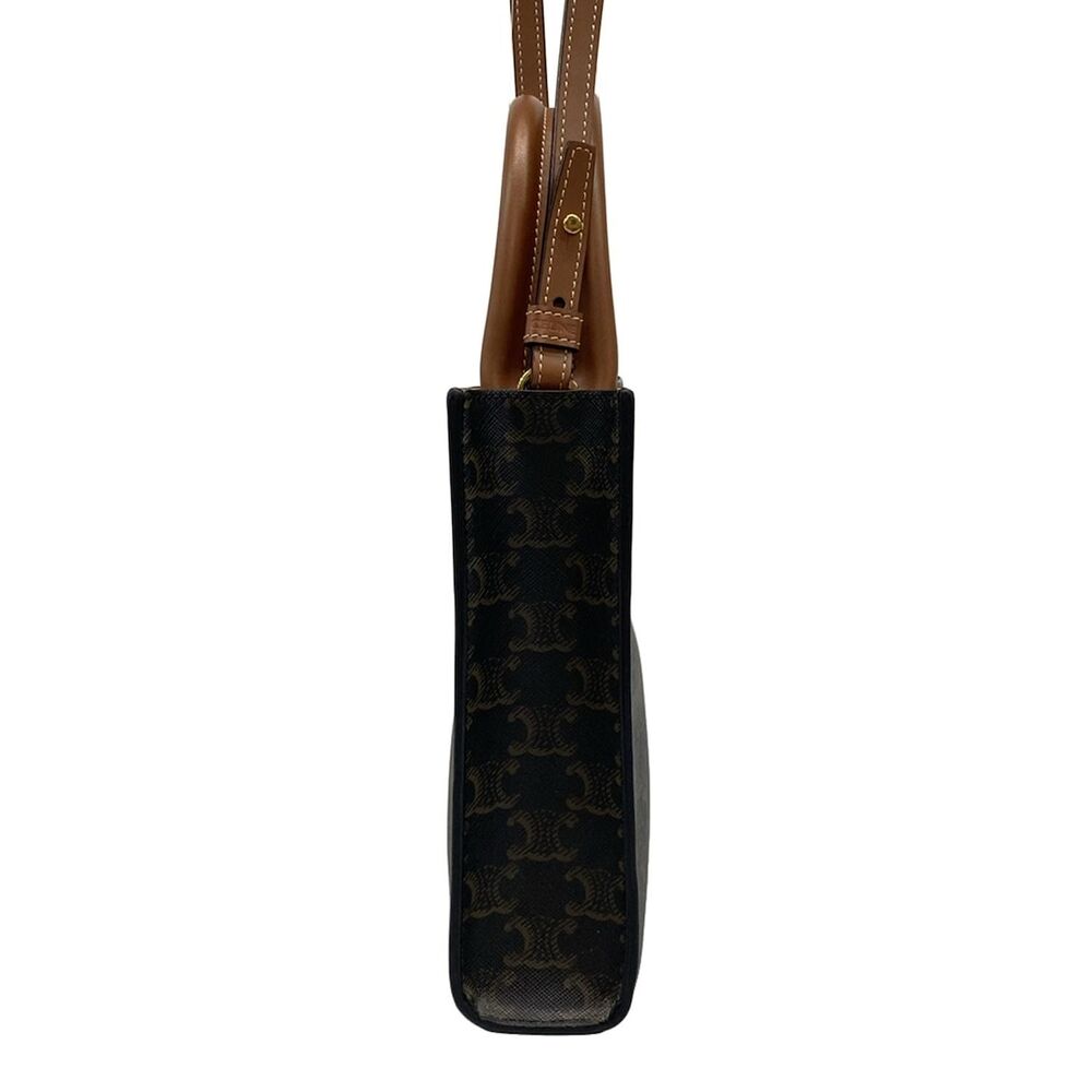 Celine Mini Vertical Cabas Tote Bag 194372BZK.04LU Triomphe Canvas Calf Skin - Picture 4 of 15